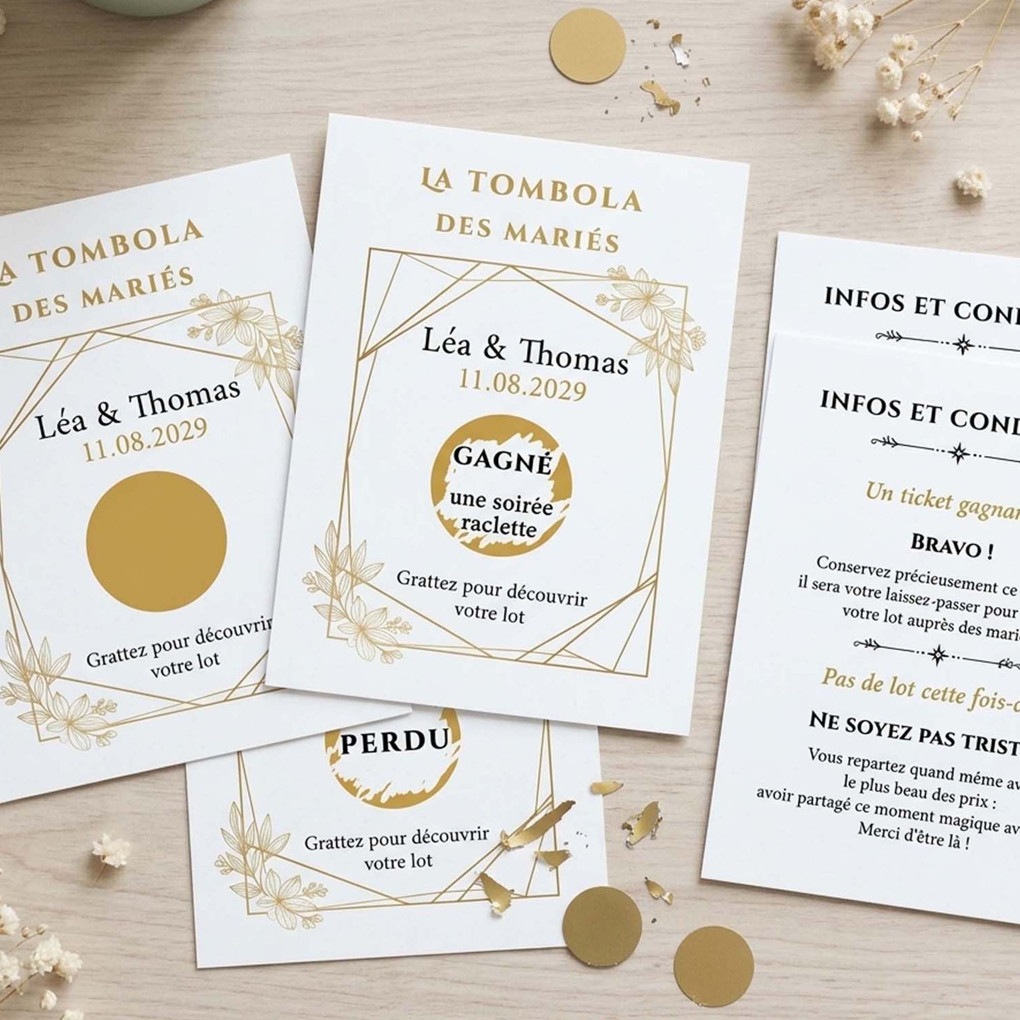 Tombola des mariés, carte à gratter